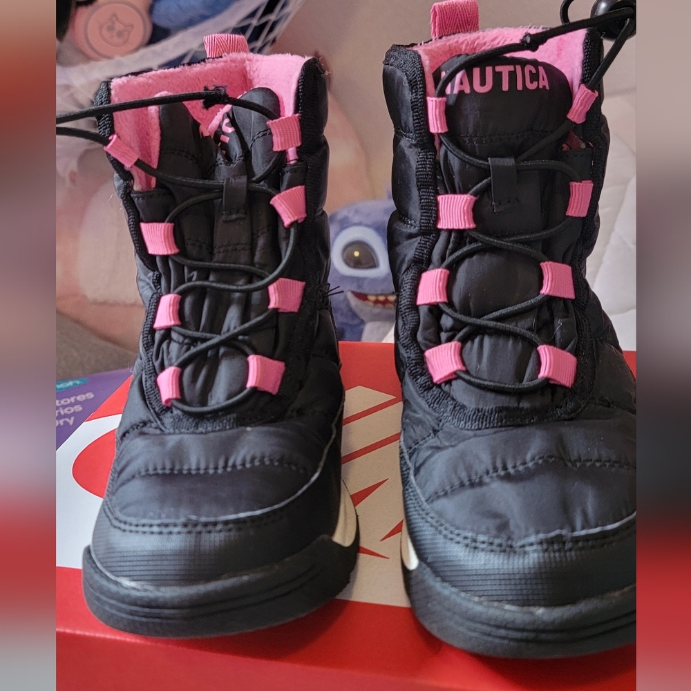 Nautica Kids Black and Pink Snow Boots